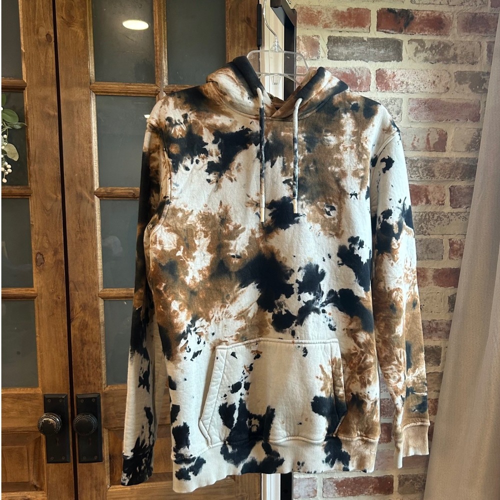 Bershka Hoodie Novumus Collection Men Brown Black Tie Dye Skater Grunge Urban L